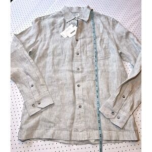 Jason Wu 100% Linen Button Front Shirt NWT Small Blue Stripe Coastal Beach